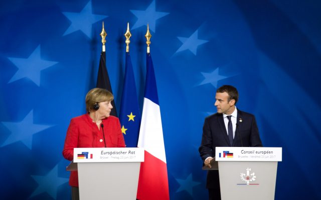 Merkel and Macro at European Leadership Conference