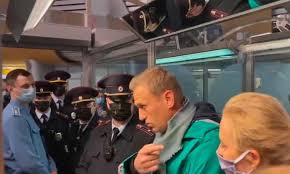 Alexei Navalny being arrested, Jan 2021
