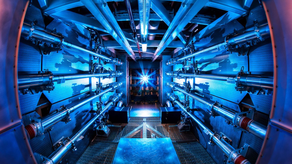 Inside of Laser Fusion Ignition Facility at Lawrence Livermore National Lab
