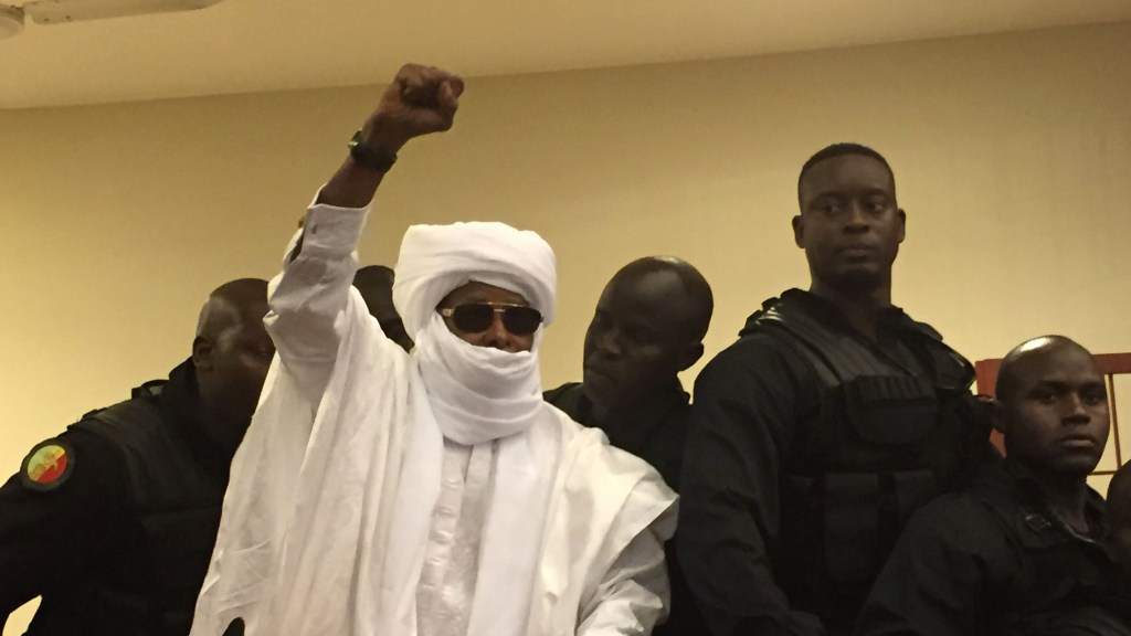 A defiant Hissen Habre, former dictator of Chad, during his trial in 2016 (Carley Petesch, AP)